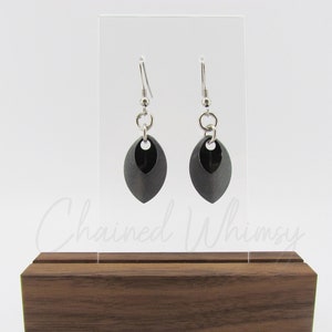 Graphite and Black Scale Earrings; Layered Earrings