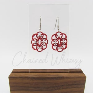 Red and Silver Helm Flower Earrings