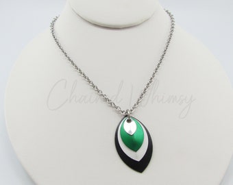 Demiromantic Scale Pendant Necklace – Demiromantic Necklace; Pride Necklace; Chainmaille Necklace