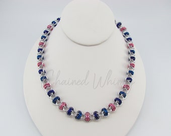Bisexual Pride Necklace; Chainmaille Necklace