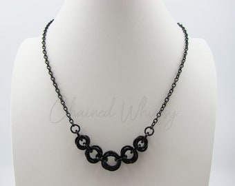 Graduated Mobius Necklace - Black; Chainmaille Necklace