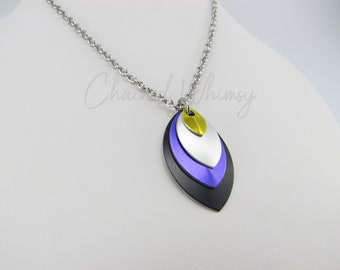 Non-binary Nonbinary Scale Pendant Necklace – NB Necklace; Pride Necklace; Chainmaille Necklace