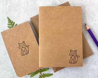 Cute Fox Stationery Set | Rustic Notecards and Matching Notepad | Woodland Theme Stocking Stuffer | Gift for Nature Lovers