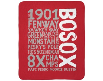 Boston Baseball Club Sports History Words of Wisdom Fleece Sherpa Blanket