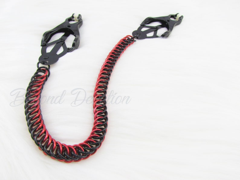 Clover Nipple Clamps Nipple Clamp With Chain Black And Red Etsy