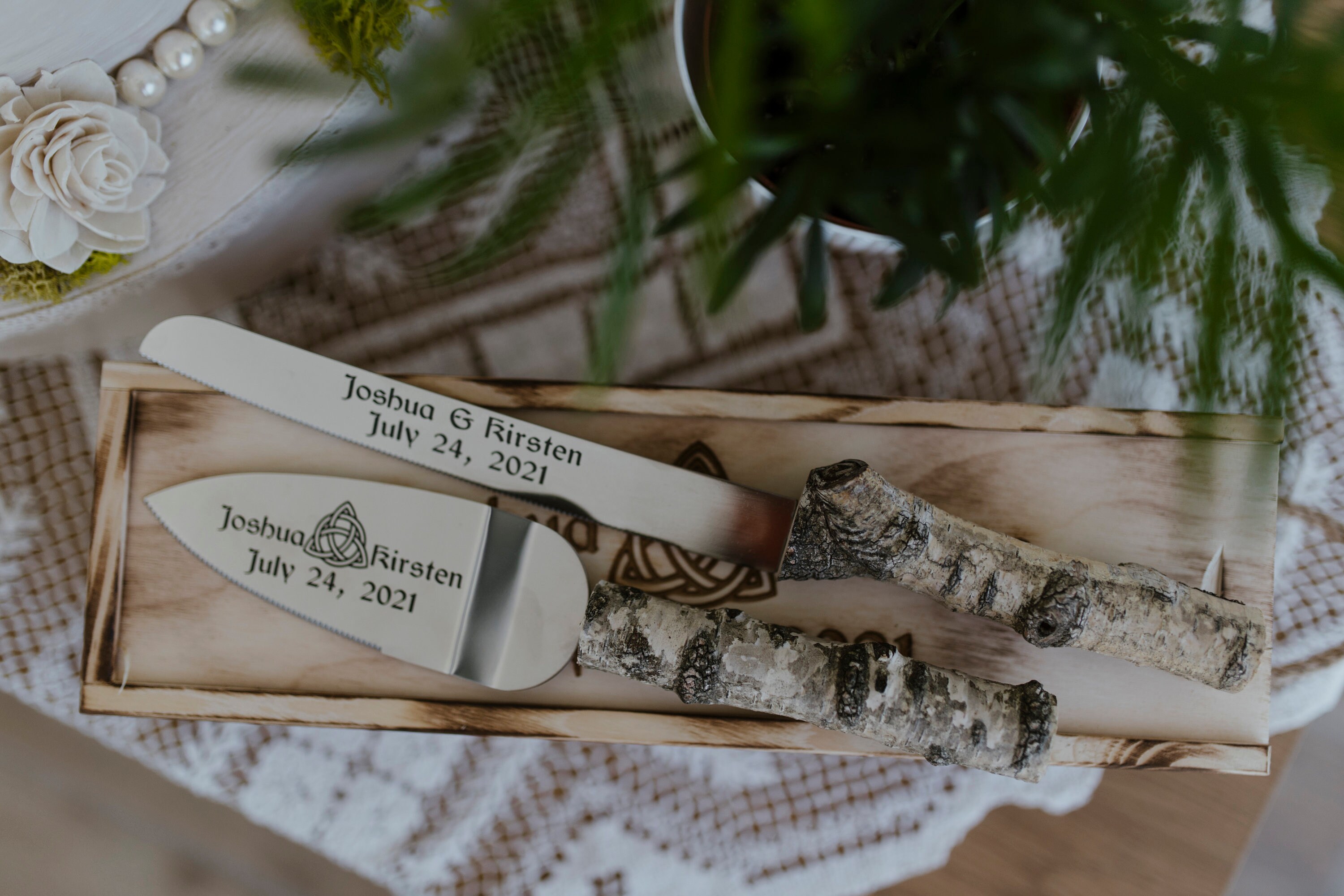 Wedding Personalized Cake Server and knife set Celtic Infinity Etsy