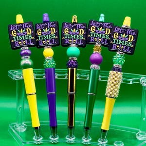 Penna a sfera con perline e brillantini Let The Good Times Roll Mardi Gras Carnival (2)