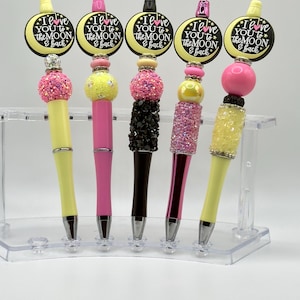 Stylo à bille bling bling avec perles et perles Love You To The Moon And Back