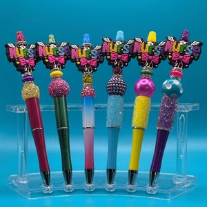 Bright Colorful Nurse Beadable Beaded Ballpoint Bling Pen