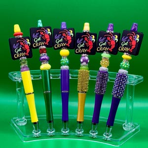 Penna a sfera con perline Let's Get Cray Mardi Gras Carnival Bling