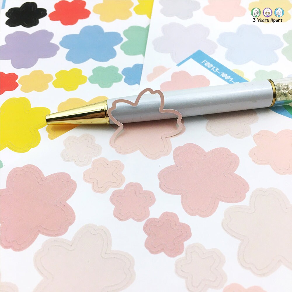 Sticker Outline Paper Outline Shape Stickers Planner Traveler's Notebooks Heart Sakura Flower ...