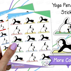 Yogapinguïn | Deco workouthoudingen Oefening fitnessstickers voor bulletjournals, planners, reizigersnotitieboekje, dagboek