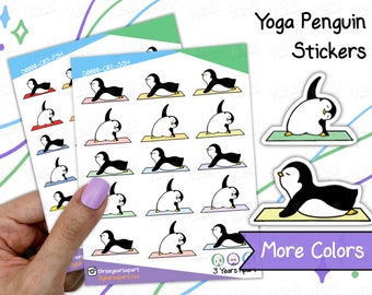 Yoga Penguin | Deco Workout Poses Exercise Fitness Stickers for Bullet Journals, Planners, Traveler's Notebook, Diary