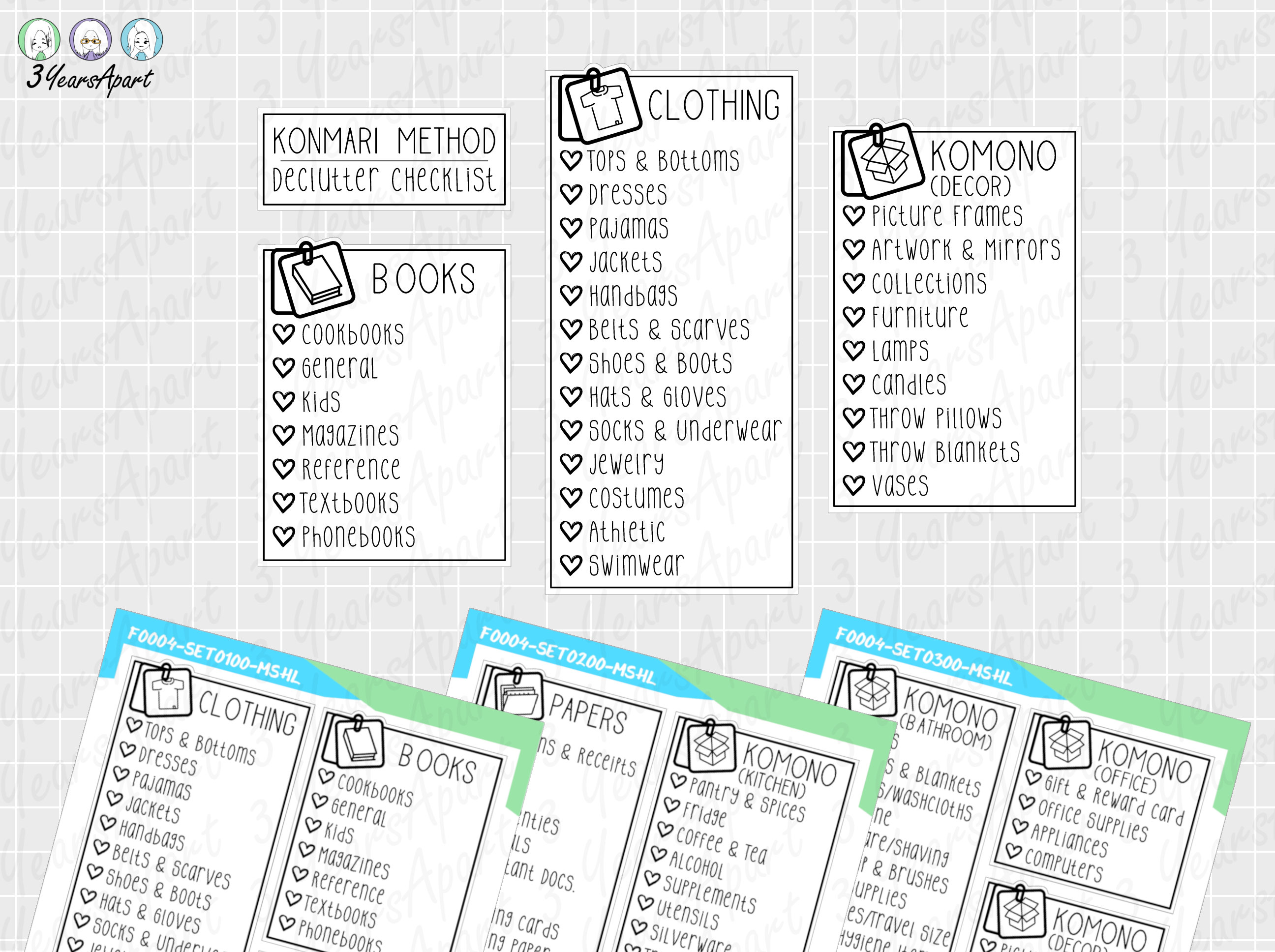 Konmari Method Checklist Stickers Functional Cleaning Tidy Reminder