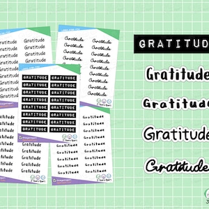 Stickers dankbaarheidsscript | Label handschrift lettertype doodle functionele deco stickers voor Bullet Journal, planner, reizigersnotitieboekje, dagboek