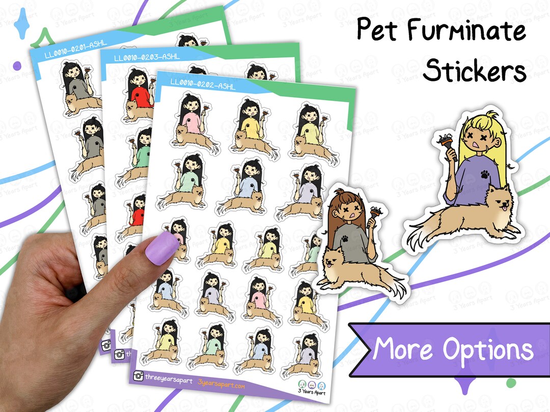 Lulu Brush Pets Stickers Furminate Custom Coloring Deco Dog Cat for