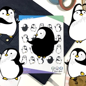 Pegatinas de pingüino bailando / Pegatinas decorativas kawaii de animales de fiesta para diarios, agendas, cuadernos de viaje y diarios.
