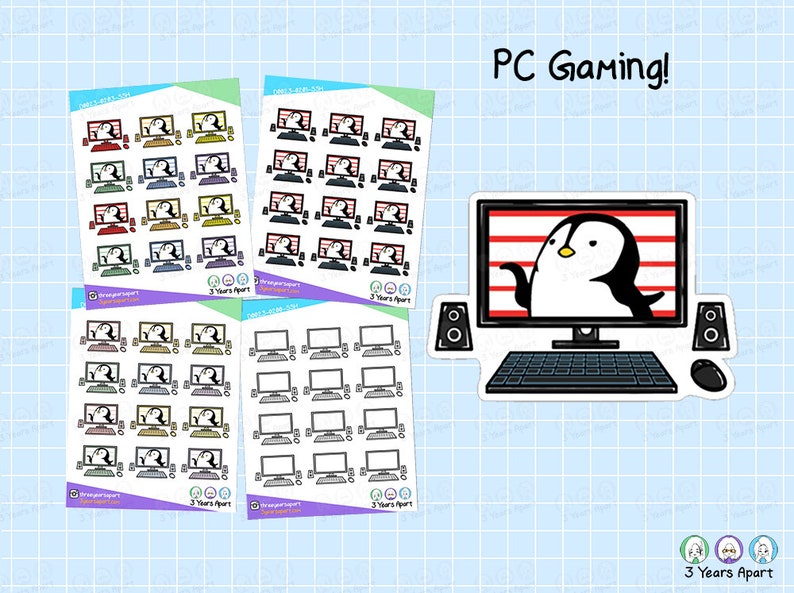 Computer Stickers | PC Gaming Coloring Work Deco Stickers for Bullet ...