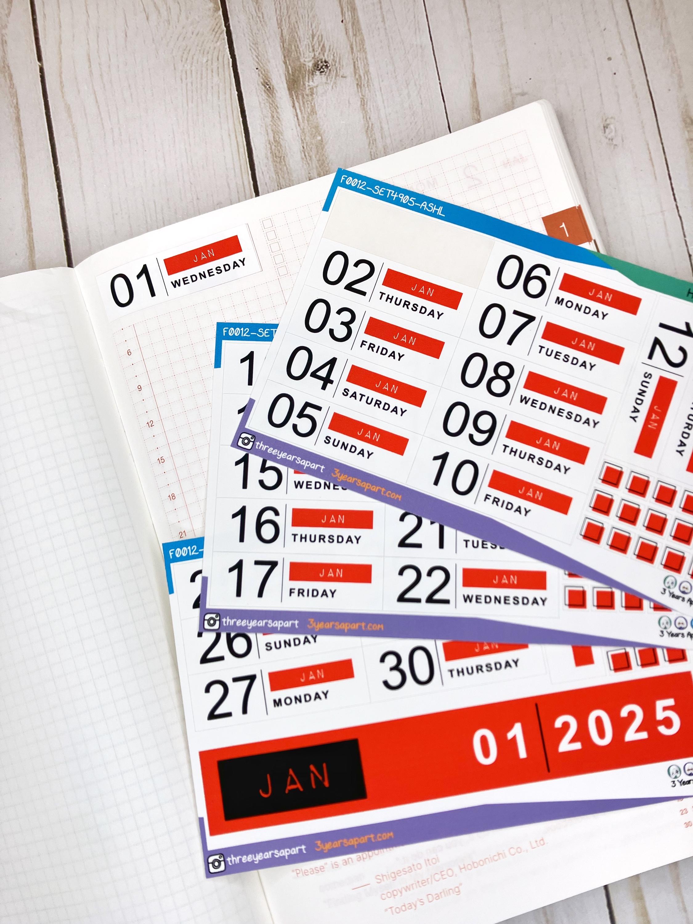 Hobonichi Cousin (eng Ver.) A5 Daily Dated Sticker Kit | Custom ...