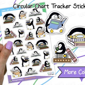Leesstickers pinguïn | Boekleesdagboek Hobbystudie Deco voor bulletjournals, planners, reizigersnotitieboekje, dagboek