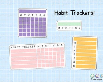 Habit Tracker Stickers | Weekly Monthly Daily Deco for Bullet Journals,  Planners, Traveler's Notebook, Diary