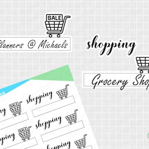 Shopping Label Aufkleber | Finaz Verkauf Shop Schreibschrift Funktionale Deko Aufkleber Bögen für Bullet Journal, Planer, Traveler's Notebook, Tagebuch