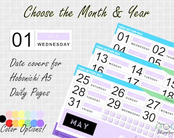 Hobonichi Cousin (Jap Ver.) A5 Daily Dated Sticker Kit | Custom Functional & Deco Stickers for BuJos, Planners, Travelers Notebook, Diary