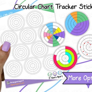 Cirkelvormige grafiek-trackerstickers | Leesboeklabel Activiteitenring Grafiek Taartstatistieken voor Bullet Journal, Planner, Traveler's Notebook, Diary