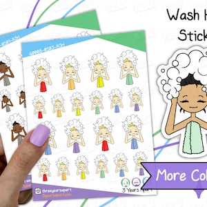 Haare waschen Mädchen | Custom Färbung Deko Hautpflege Shower Self Care für Bullet Journal, Planer, Traveler's Notebook, Tagebuch