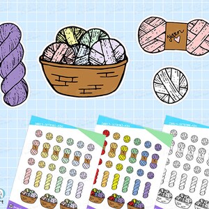 Garenstickers | Knutselen breien haken kleuren DIY deco stickers voor bulletjournals, planners, reizigersnotitieboekje, dagboek