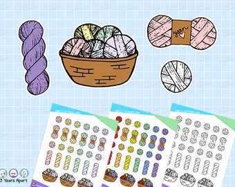 Stickers filés | Tricot artisanal, crochet, coloriage, autocollants déco DIY pour Bullet Journals, agendas, carnet de voyage, agenda