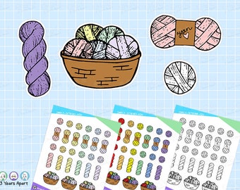 Yarn Stickers | Craft Knitting Crochet Coloring DIY Deco Stickers for Bullet Journals, Planners, Traveler's Notebook, Diary