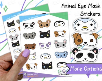 Sleep Animal Eye Mask Stickers | Nap Self Care Cute Kawaii Deco Sticker Sheets for Bullet Journals, Planners, Traveler's Notebook, Diary