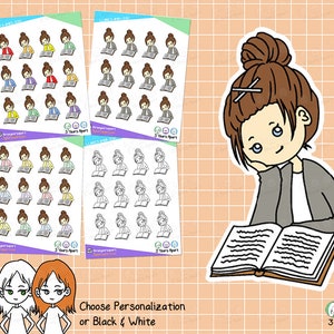 LuLu Lese Aufkleber | Custom Malbücher Hobby Deco Girl für Bullet Journal, Planer, Traveler's Notebook, Diary