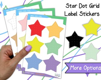 Dot Grid Star Stickers | Kraft Pastel Bright Cute Functional Label Stickers for Bullet Journals, Planners, Traveler's Notebook, Diary