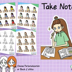 LuLu Lernsticker | Benutzerdefinierte Schule schreiben Hausaufgaben Deco Girl für Bullet Journals, Planer, Traveler's Notebook, Tagebuch