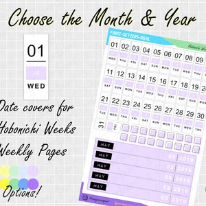 Feuille d'autocollants quotidiens Hobonichi Weeks | Stickers fonctionnels et déco colorés personnalisés pour bujos, agendas, carnet de voyage, agenda