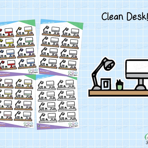 Desk Stickers | Work School Study Deco Stickers for Bullet Journals, Planners, Traveler's Notebook, Diary