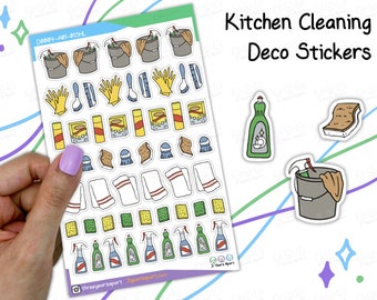 Kitchen Cleaning Stickers | Sponges, Soap, Towel, Deco Stickers for Bullet Journals, Planners, Traveler's Notebook, Diary