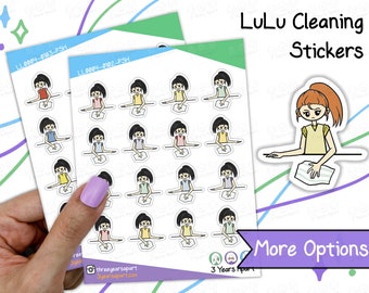 LuLu Cleaning Stickers | Kitchen, Bathroom, Wiping Custom Coloring Deco for Bullet Journals, Planners, Traveler's Notebook, Diary