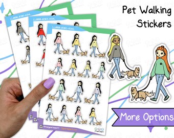 LuLu Pets Walking Stickers | Custom Coloring Deco Dog Cat for Bullet Journals, Planners, Traveler's Notebook, Diary