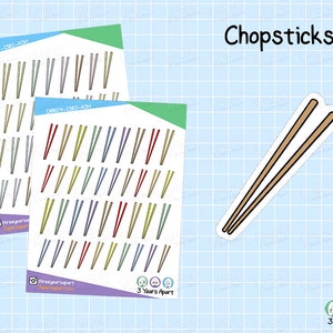 Chopstick Stickers Asian Food Hand Drawn Doodle Stickers for Bullet Journals, Planner, Traveler's Notebooks image 1