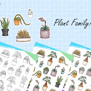 Pegatinas de plantas de la casa / Hojas decorativas funcionales de flores de cactus suculentas de aloe para diarios de balas, planificadores, cuadernos de viajeros, diarios