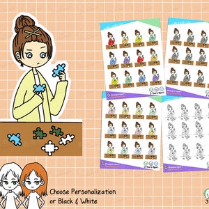 LuLu Puzzle Sticker | Custom Färbung Deco Mädchen für Bullet Journal, Planer, Traveler's Notebook, Tagebuch