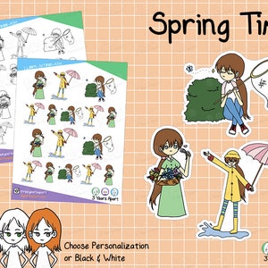 LuLu Frühling Sticker | Saisonale Blumen Outdoor Benutzerdefinierte Färbung Deco Girl für Bullet Journals, Planer, Traveler's Notebook, Tagebuch