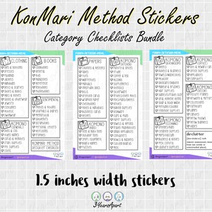 Konmari Method Checklist Stickers | Functional Cleaning Tidy Reminder ...