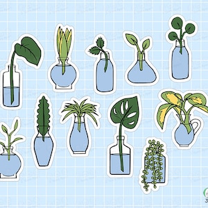 Pegatinas de propagación de plantas/hojas decorativas funcionales de hojas de cactus suculentas de aloe para diarios de viñetas, planificadores, cuaderno de viajero, diario