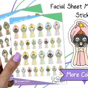 -Blatt Gesichtsmaske Mädchen | Custom Färbung Deko Hautpflege Befeuchten Selbstpflege für Bullet Journal, Planer, Traveler's Notebook, Tagebuch