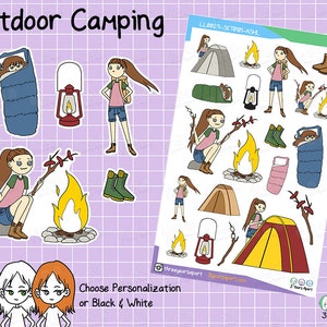LuLu Outdoor Camping Sticker | Wandern Smores Campfire Sommer Custom Deco Girl für Bullet Journals, Planer, Reisetagebuch, Tagebuch