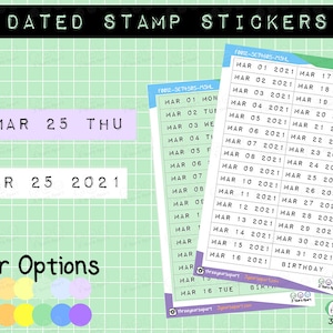 mensuels de timbres datés du jour | Stickers fonctionnels et déco colorés personnalisés pour bujos, agendas, carnet de voyage, agenda